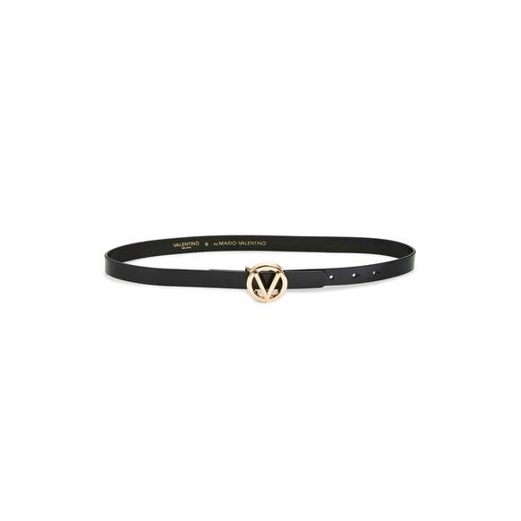 NEW VALENTINO BY MARIO VALENTINO women\'s giusy logo buckle belt in black